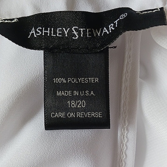 ASHLEY Stewart Mock Neck Sleeveless Draped White Double Button Blouse Size 18/20 - Picture 10 of 10